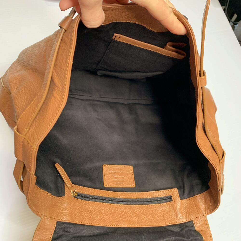 Clever Carriage Company Large Leather Tote Brown Shoulder Bag Gold Hardware - Picture 9 of 10